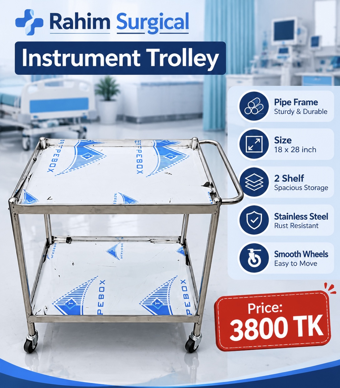 Instrument Trolley (18/28-2 self) পাইপ